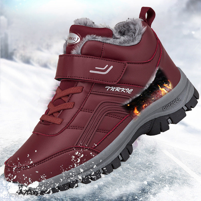 Winter Boots Women Men Warm Plush Velcro Snow Boots Climbing Hiking Shoes Women DealSniper.net