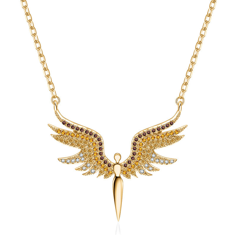 Titanium Steel Necklace For Women Creative Angel Wing Jewelry Gym From House Style 3