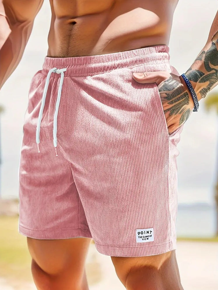 Lace-up Drawstring Shorts Summer Corduroy Sports Short Pants Mens Clothing Men dealsniper-net 2XL Pink 1PC