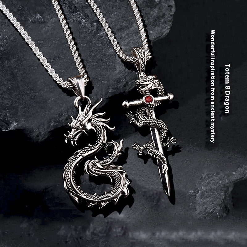 Fashion Jewelry Dragon Sword Pendant Necklace Jewelry Gym From House