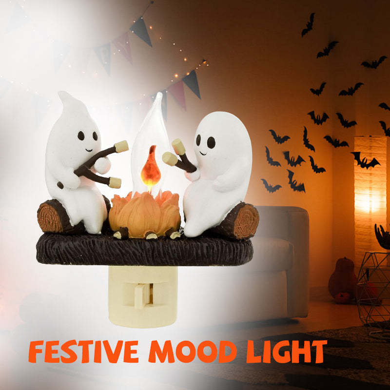 Ghost Campfire Flickering Nightlight 2 Ghosts Roasting Plug Wall