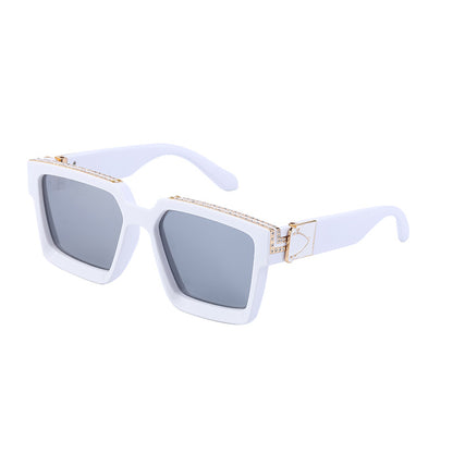 Diamond-Encrusted Large Square Frame Sunglasses For Women Women Gym From House C6