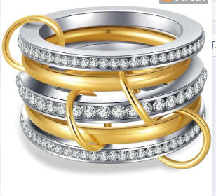 Cross-Border New Product Stacked Cubic Zirconia Ring Jewelry Gym From House Two color No. 10