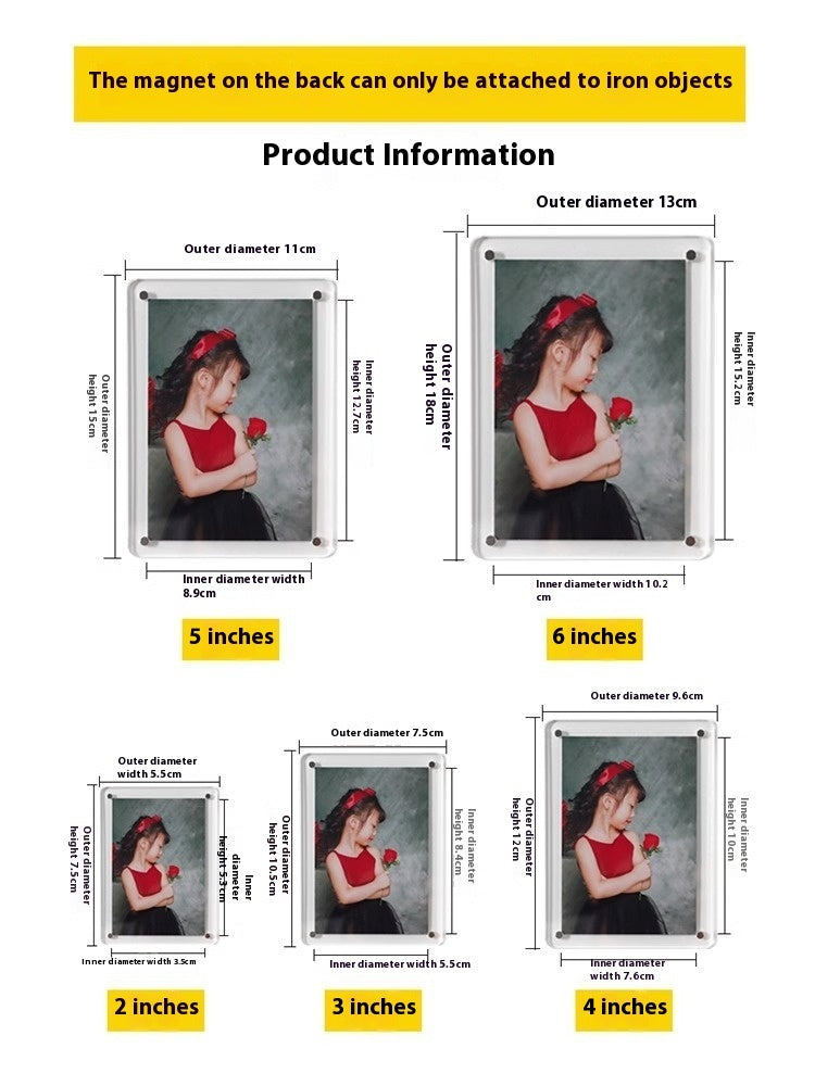 Acrylic Fridge Sticker Magnetic Photoframe Home Decor DealSniper.net Transparent 10.2X15.2cm
