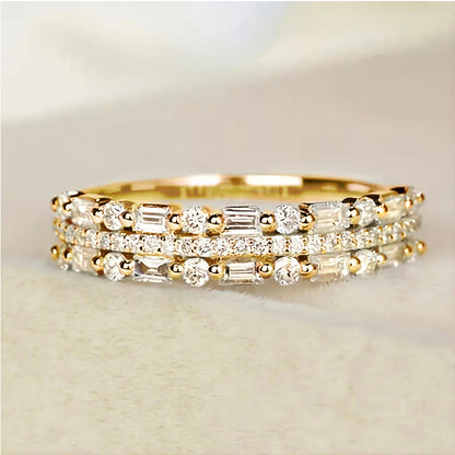 Multilayer Ring Three-layer Fine Circle Line Setting For Women Jewelry dealsniper-net Gold No 10