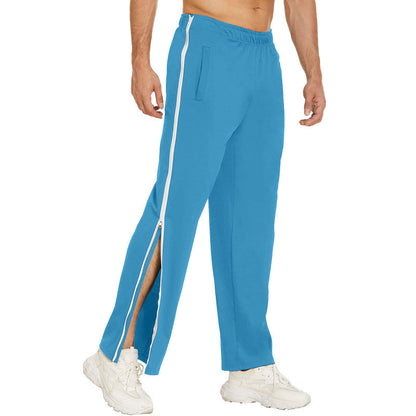 Men Trendy Zip Tearaway Basketball Sweatpants Loose Sports Men Gym From House Sky blue 2XL