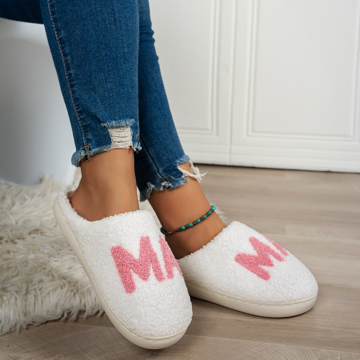 Warm And Cozy MAMA Christmas Gift Plush Cotton Slippers