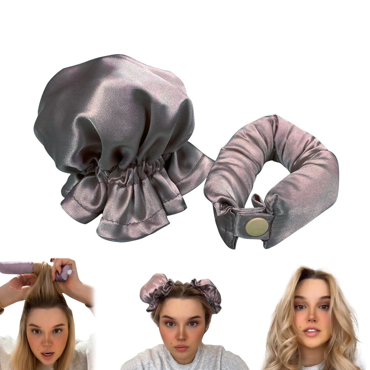 New Heatless Curl Stick With Cloth Cover Cute Ball Head Women dealsniper-net Dirty pink