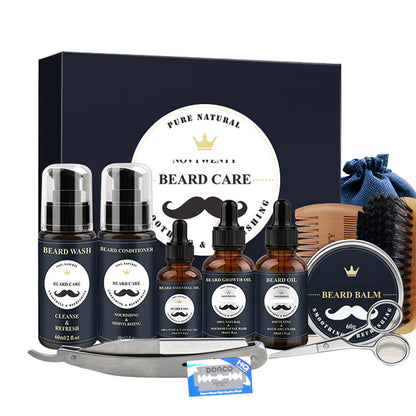 Care Roller Beard Care Balsam Comb Brush Pogonotomy Scissors Set Men dealsniper-net