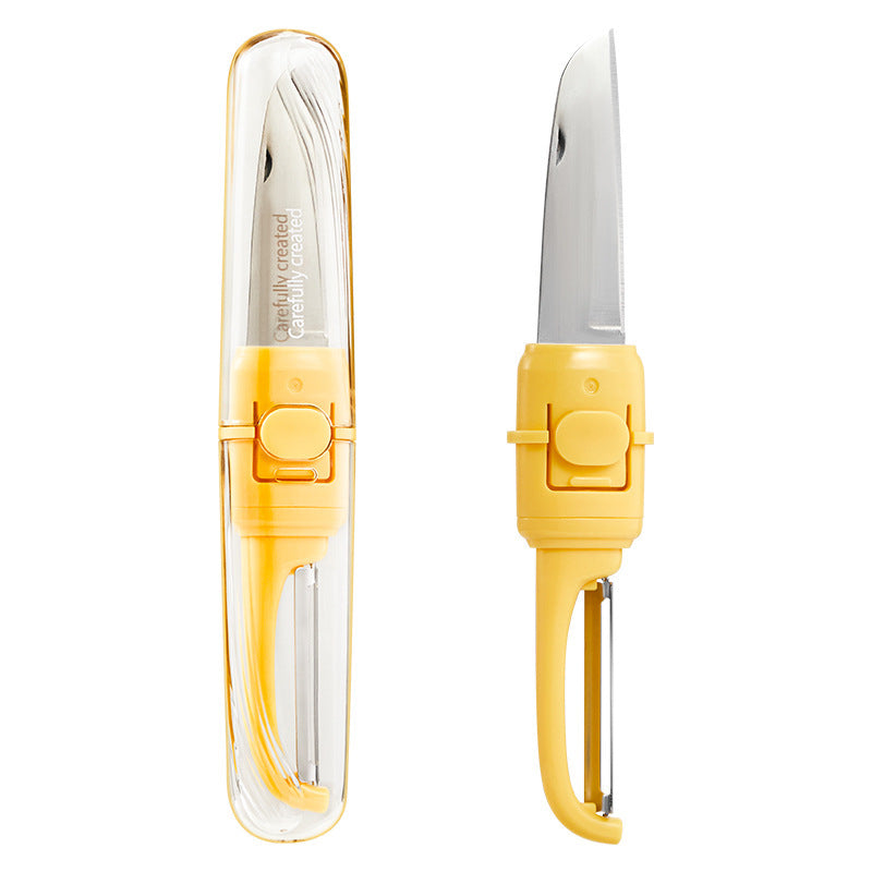 Two-in-one Portable Home Folding Double Head Fruit Knife Peeler Kitchen DealSniper.net Yellow