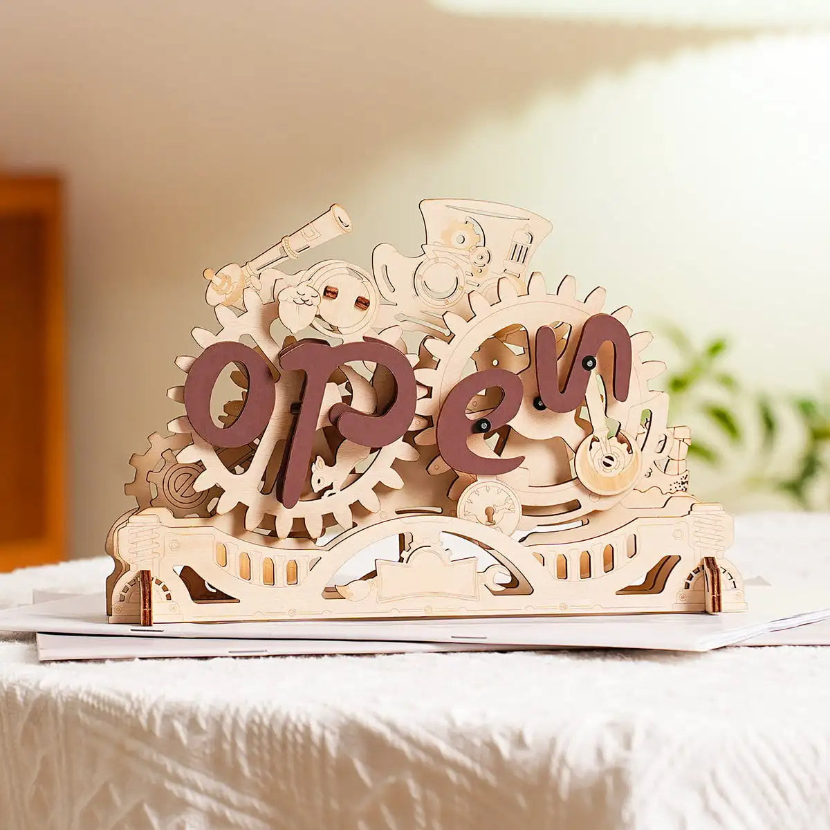 Robotime Rokr Open Closed Sign 3D Wooden Puzzle Kids dealsniper-net LK506