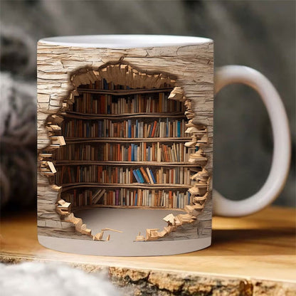 3D Bookshelf Mug Creative Ceramic Water Cup With Handle Kitchen DealSniper.net B 9.8x8CM