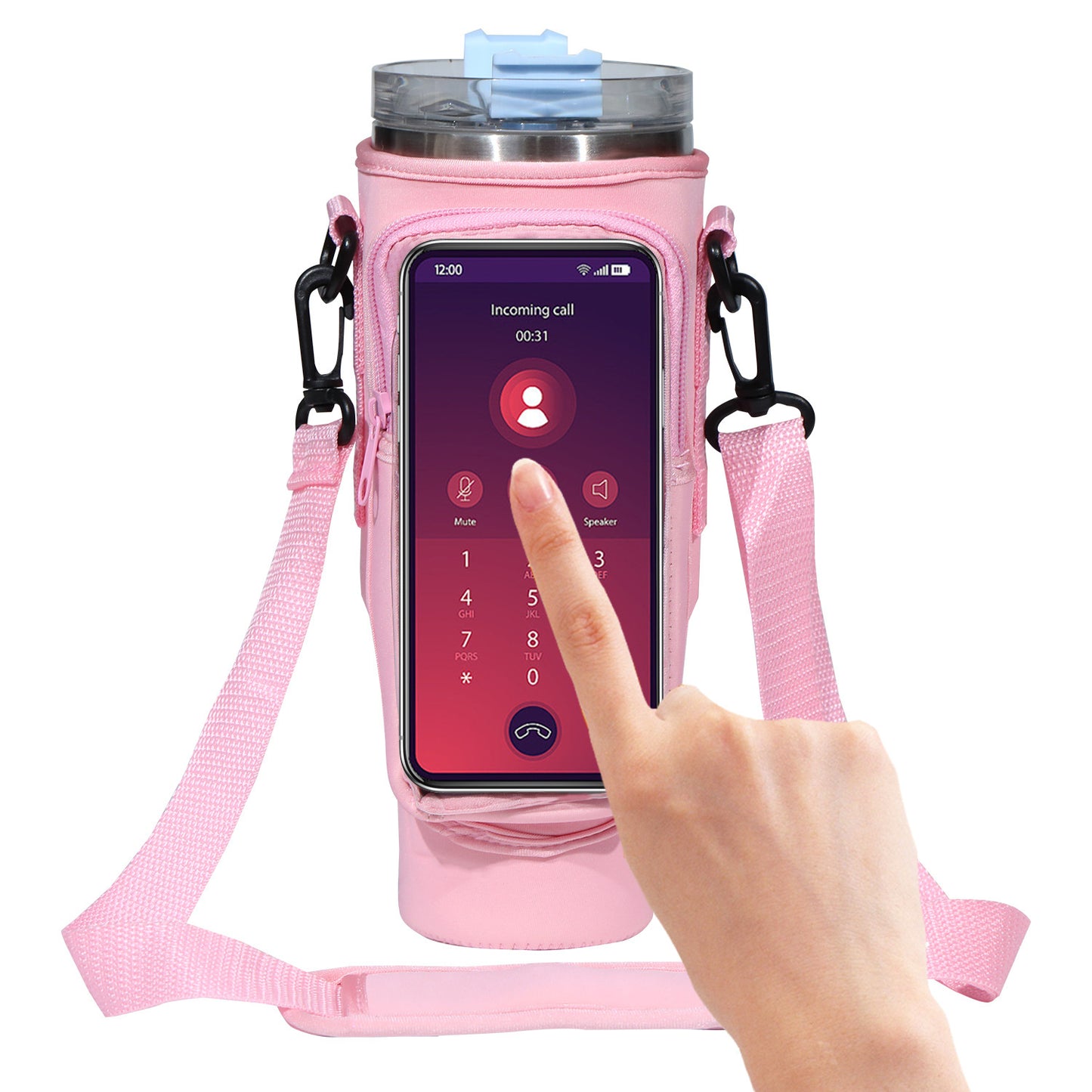 Cup Cover Transparent Touch Screen Neoprene kitchen Kitchen Gym From House Pink Rubber Buckle