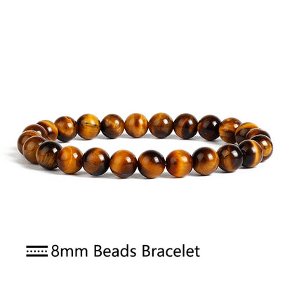 Natural Stone Bracelet Fashion Tiger Eyes Men Minimalist Beaded Jewelry dealsniper-net Tiger eye 19cm 8mm