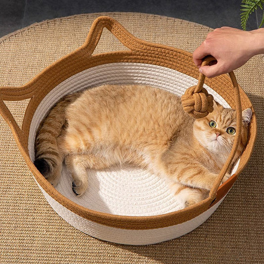 Coarse Linen Rattan Woven Four Seasons Universal Summer Cat Nest Pets Gym From House