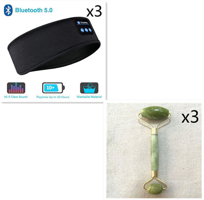Wireless Bluetooth Sleeping Headphones Headband Thin Soft Elastic Comfortable Music Ear Phones Eye Mask For Side Sleeper Sports Sports DealSniper.net Black set3