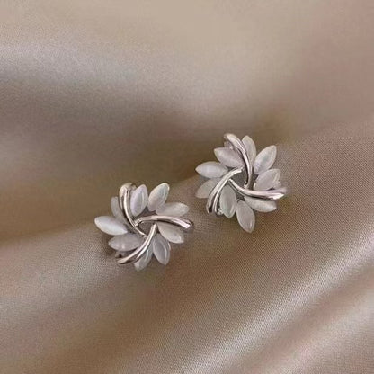 Cat's Eye Flower Earrings High Sense Geometry Earrings Jewelry Gym From House Silver T513