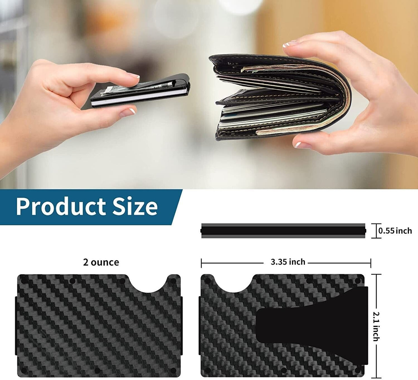 Carbon Fiber Blocking Slim Money Clip RFID Card Gift