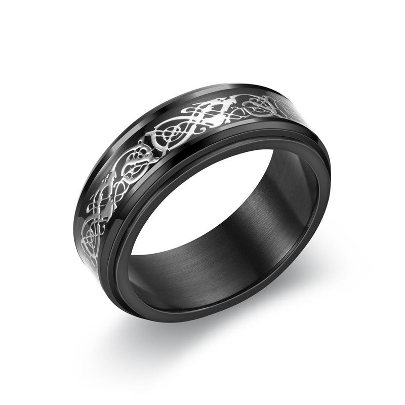 Personality Ring Titanium Steel Hip Hop Simplicity Jewelry dealsniper-net Dragon pattern US No.06