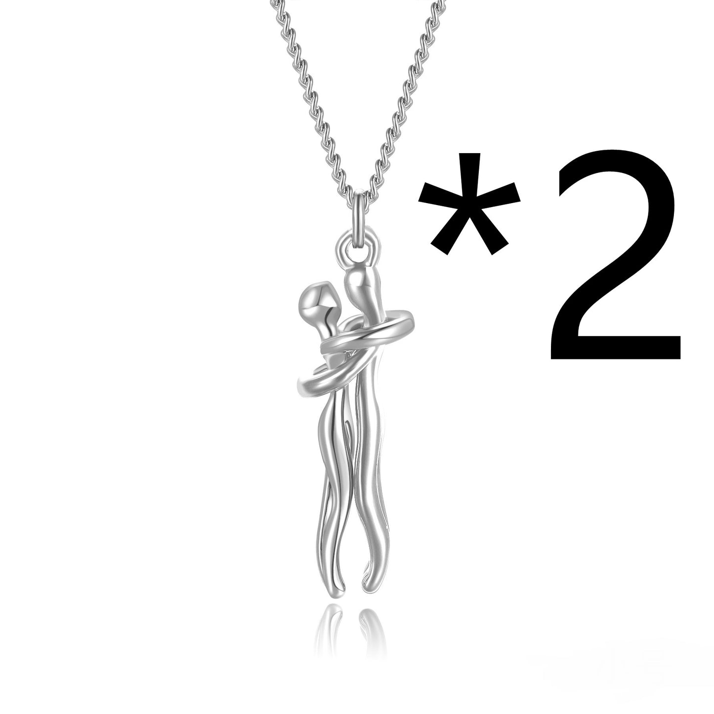 Affectionate Hug Necklace Couples Gift Fashion Pendant Necklace Jewelry dealsniper-net 2pcs Silver L