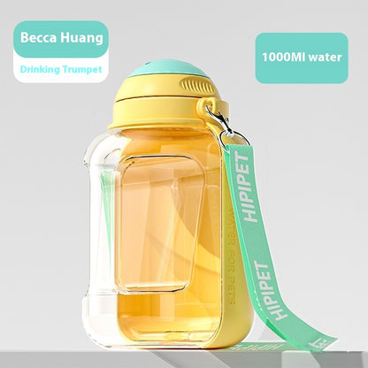 2 In 1 Dog Large Capacity Pets Out Drinking Dispenser Pets DealSniper.net Yellow 1000ml
