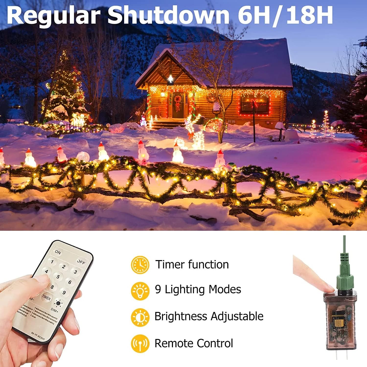 110Ft 300 LED 9 Modes Color Changing Waterproof Outdoor Christmas String Lights Home dealsniper-net