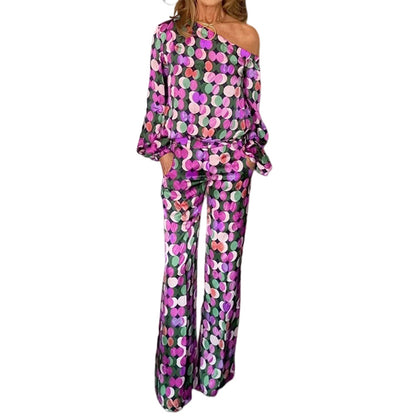 Digital Printing Long-sleeve Suit Women dealsniper-net Purple L