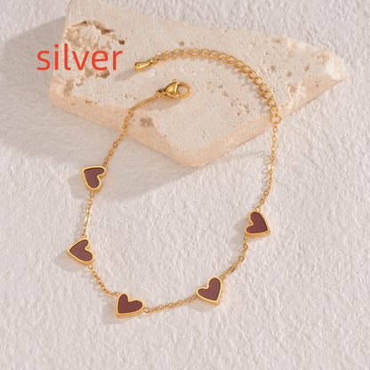 Ins Love Bracelet Stainless Steel Dripping Heart Bracelet Jewelry Gym From House Silver RED