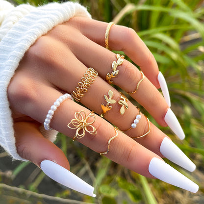 Openwork Flower Set Ring Simple Glossy Deals DealSniper.net