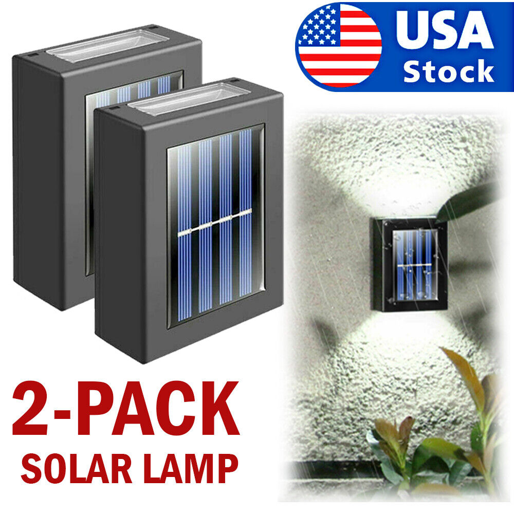 Outdoor Solar 2 LED Deck Lights Path Garden Patio Pathway Stairs Step Fence Lamp Home dealsniper-net