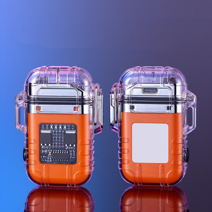 Transparent Shell Double Arc Lighter Waterproof And Windproof Gadgets dealsniper-net Orange USB