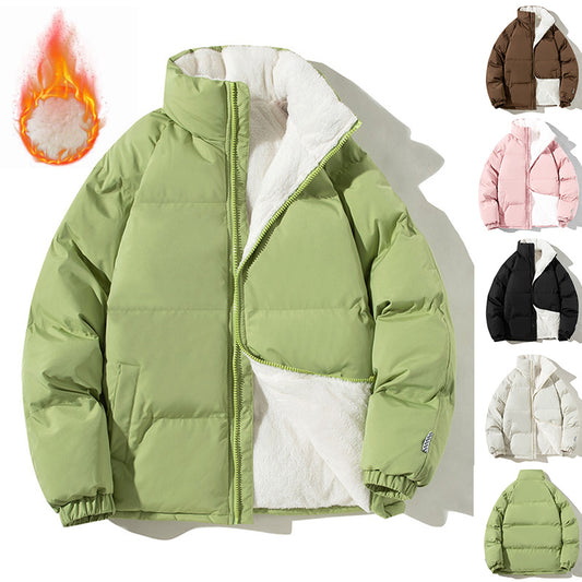 Couples Stand-up Collar Coat With Pockets Fashion Winter Warm Plush Men DealSniper.net