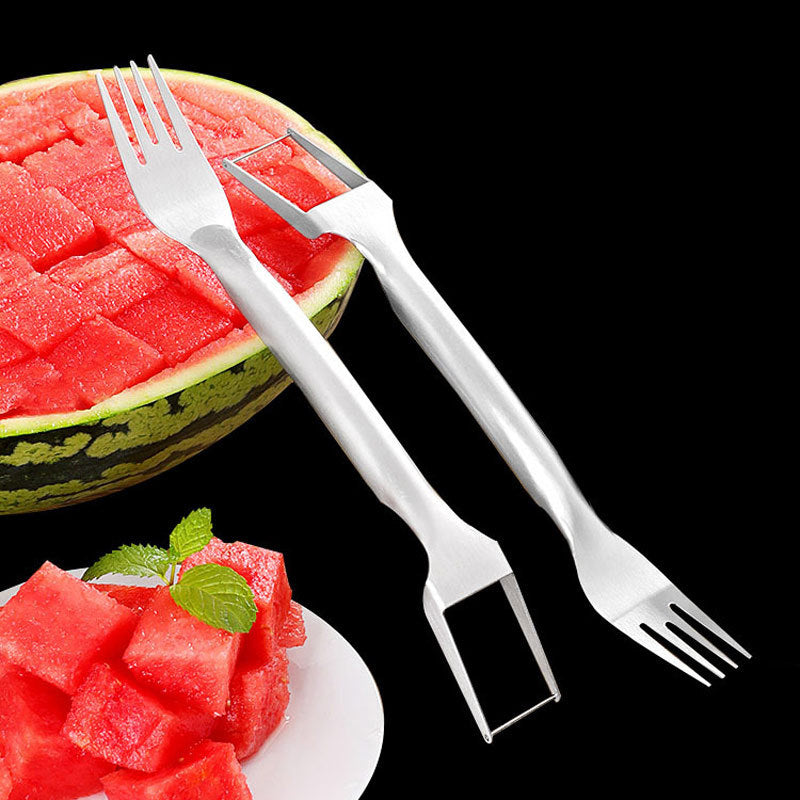 2 In 1 Watermelon Fork Slicer Multi-purpose Stainless Steel Kitchen DealSniper.net