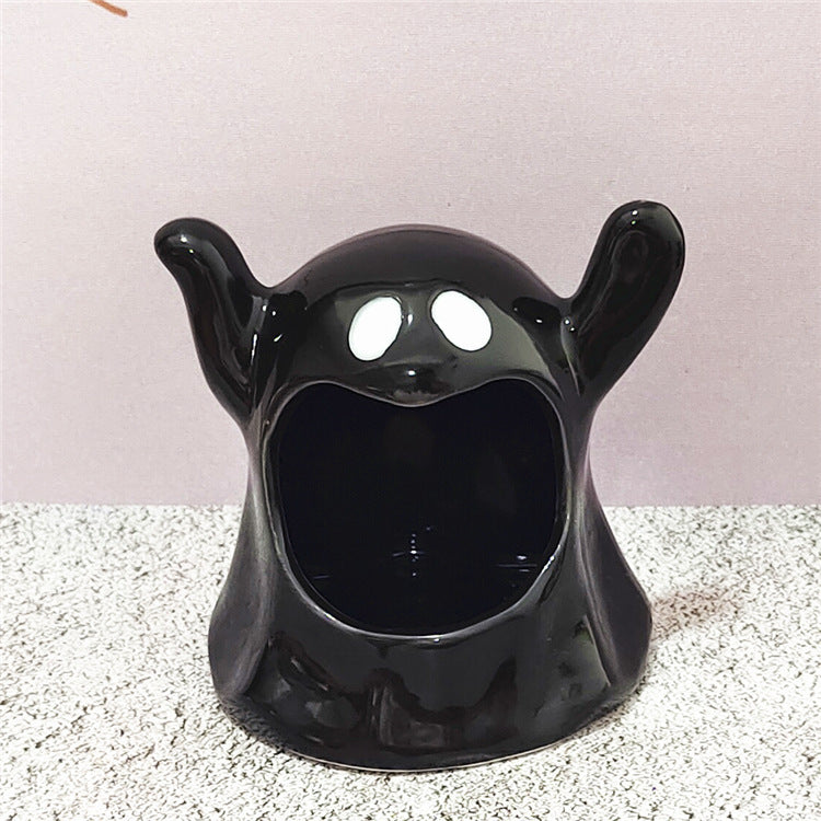Special Halloween Ghost Festival Ceramic Craft Ornaments Holidays DealSniper.net Black Ghost