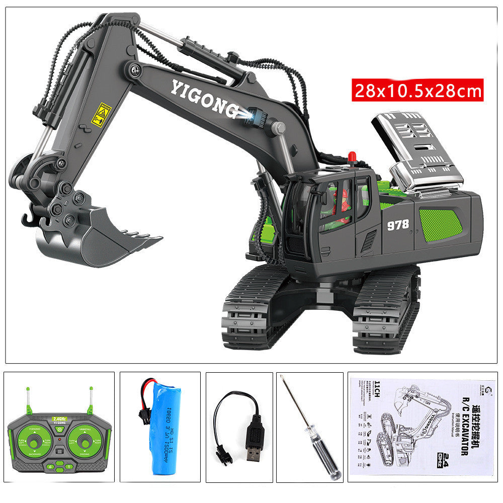 Children's Simple Alloy Charging Excavator Toy Car Kids DealSniper.net Grey BC1043