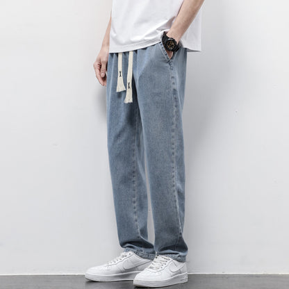 Summer Loose Wide Leg Jeans Pants Men Fashion Men DealSniper.net Resistance To 040 Light Blue 4XL