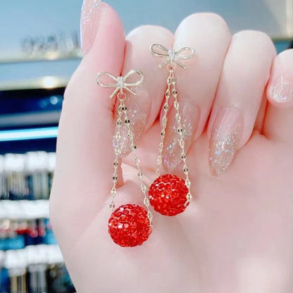 Golden Bow With Red Rhinestone Fashion Simple Eardrops Jewelry dealsniper-net Red