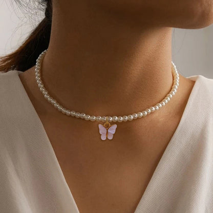 Opal Bow Knot Pearl Necklace Women Women dealsniper-net