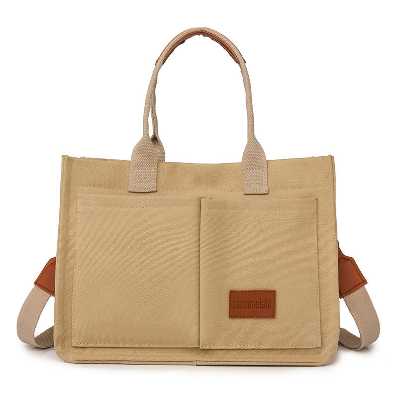 Casual Daily Canvas Tote Shoulder Bags Women Women DealSniper.net Khaki