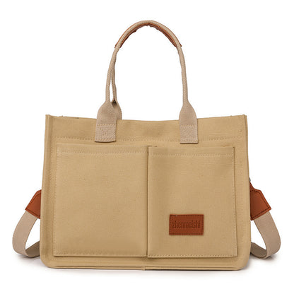 Casual Daily Canvas Tote Shoulder Bags Women Women DealSniper.net Khaki