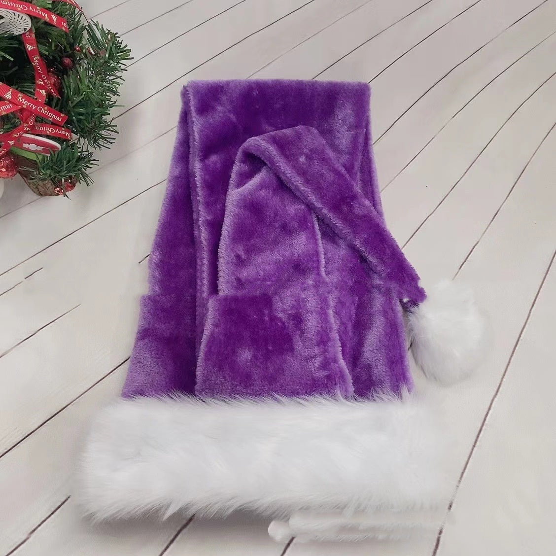 Extra Long Christmas Santa Hat Plush Christmas Decorations Holidays DealSniper.net Purple 30x150cm