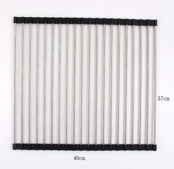 Folding Kitchen Drain Sink Rack Stainless Steel Kitchen DealSniper.net Black 20 S