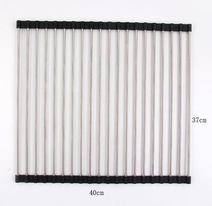 Folding Kitchen Drain Sink Rack Stainless Steel Kitchen DealSniper.net Black 20 S