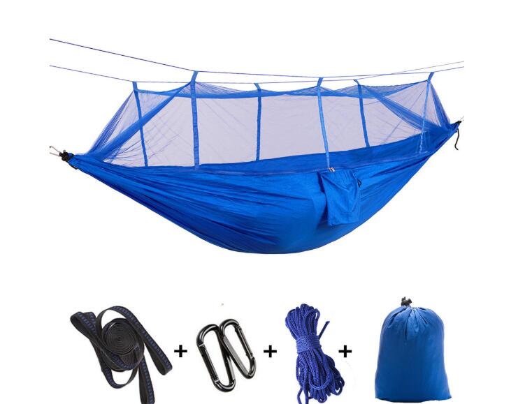 Outdoor Parachute Cloth Hammock Couble with Mosquito Net Light