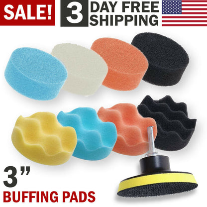 Car Buffing Pads Sponge Kit Polishing Set Bonnet Waxing Foam Seal Tool for Drill Vehicle dealsniper-net