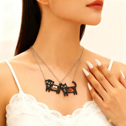 Cute Dog Cat Cartoon Necklace Ins Creative Collarbone Chain Jewelry Gym From House