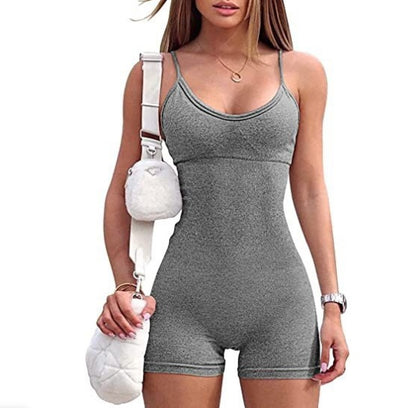 Spaghetti Strap Shorts Jumpsuit Sports Yoga Workout Tight Women dealsniper-net