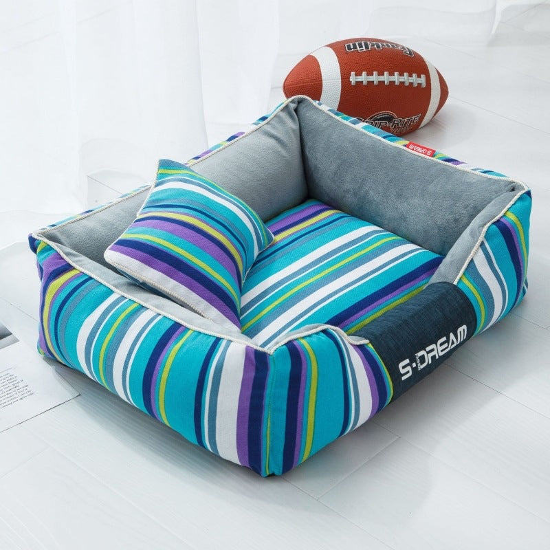 Pet For Cat Cathouse Pets Dog Bed House Cats Dogs Pets DealSniper.net Blue and pillow S