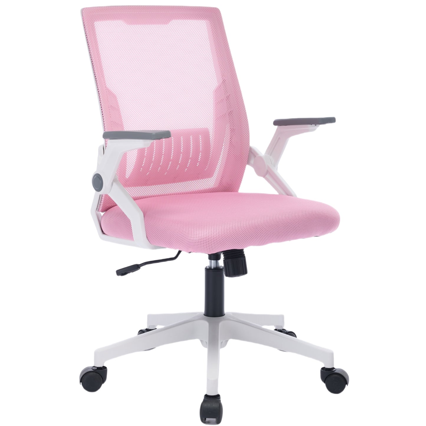 Ergonomic Office Chair Computer Desk Chair Comfy With Adjustable Lumbar Support Health DealSniper.net White and Pink