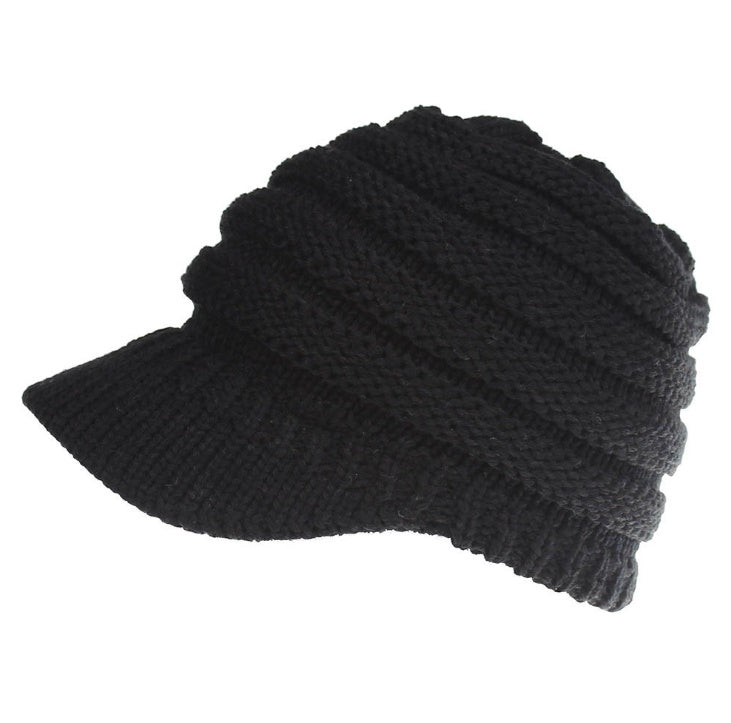 Women Ponytail Beanies Autumn Winter Hats Female Women dealsniper-net black 56x58cm